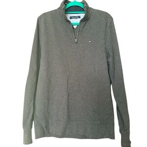 Tommy Hilfiger Gray Zip Up Sweater with Mock Neck